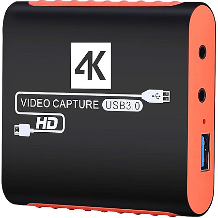 Capture Card for Nintendo Switch with 4K Pass-Through, USB3.0 1080P 60FPS HDMI Video Cam Link Game Capture for Streaming, Work with Xbox PS4 PS5 PC DSLR