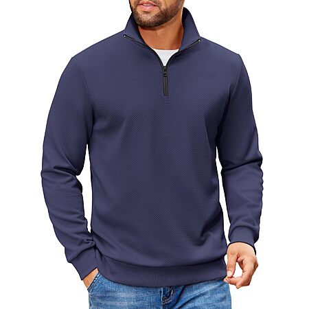 COOFANDY Mens Quarter Zip Pullover Sweatshirts Lightweight Sweater Polo