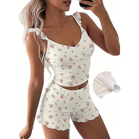 Ekouaer Women Pajama Sets Built in Bra Pj
