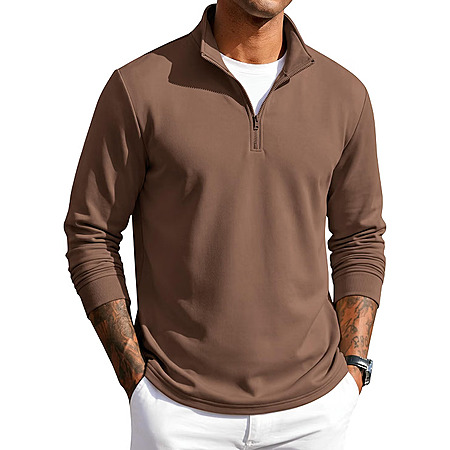 COOFANDY Men Quarter Zip Pullover Sweatshirts Long Sleeve Mock Neck Sweater