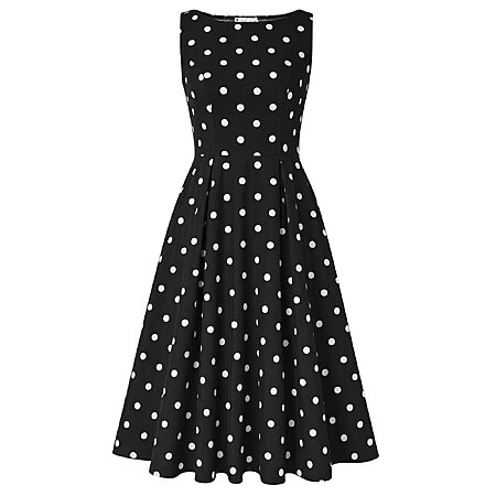 Belle Poque Women's Vintage Sleeveless Polka Dot Cocktail Dress Black XXL