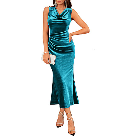 GRACE KARIN Womens Velvet Cowl Neck Wedding Guest Cocktail Dresses