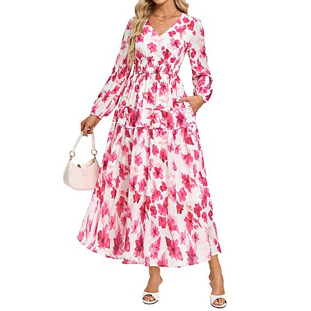 GRACE KARIN Women's Long Sleeve Floral Maxi Fall Dress (3 Colors) $15