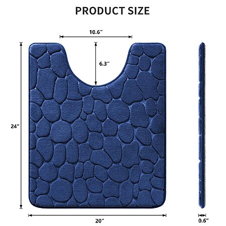 YIHOUSE Memory Foam Bath Mat Cobblestone Bathroom Rugs Super Water Absorbent Bath Mats for Bathroom Machine Washable Bath Rugs(20 x 24,Dark Blue)