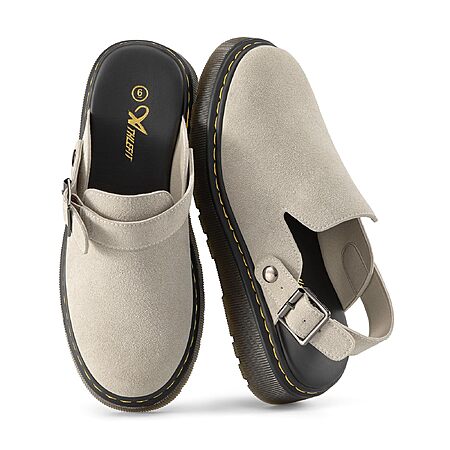 Athlefit Women's Slip On Suede Clogs with Back Strap