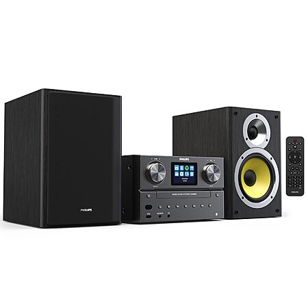 Philips Bluetooth & WiFi Stereo System for Home with CD Player, Spotify, Internet Radio, FM Radio, MP3 Playback, 100W, Remote Control Included