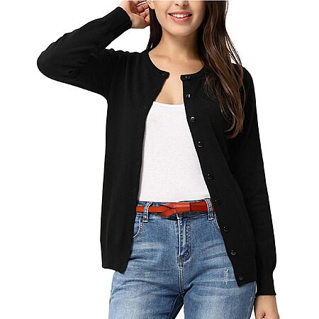 GRACE KARIN Cardigan Sweaters for Women Lightweight Fall Outfits, Black $6.76