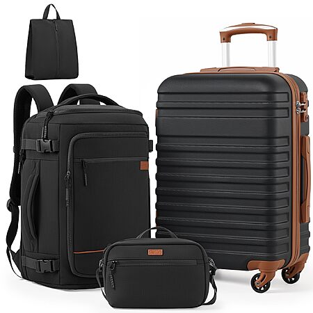 Coolife Luggage Set Hardside Suitcase,3 piece,Charcoal(BP/TB/20)