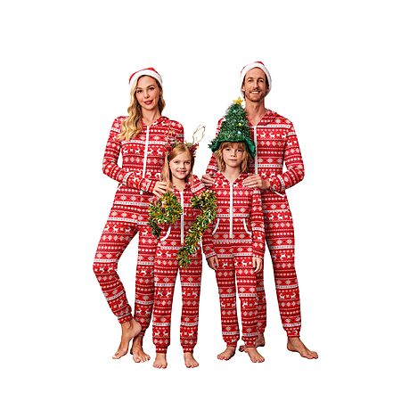 Ekouaer Family Christmas Onesie Pajamas Matching Sets Hooded One Piece Pjs