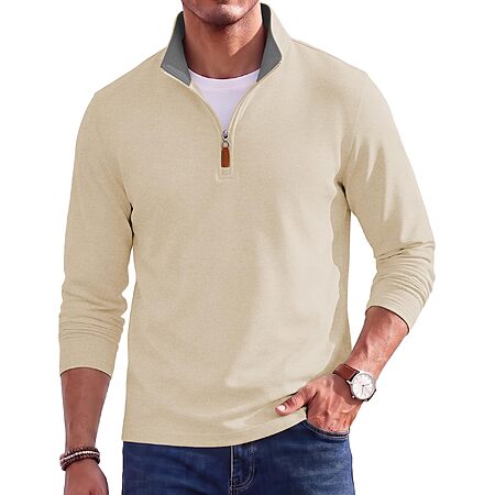 COOFANDY Men's Quarter Zip Pullover Mock Neck Fleece 1/4 Sweatshirt Winter