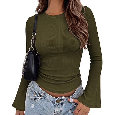Zeagoo Long Sleeve T Shirts for Women Casual Fall Ribbed Tops