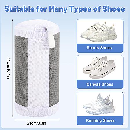 Dntorx 2 PCS Shoe Washing Machine Bags for Washer and Dryer, Grey + White