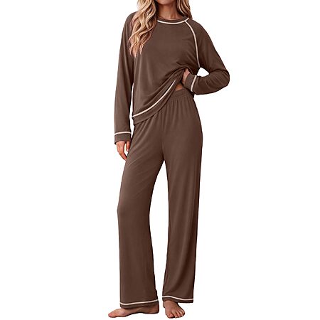 Ekouaer Womens Pajamas Long Sleeve Pjs Soft Loungewear 2 Piece Lounge Sets