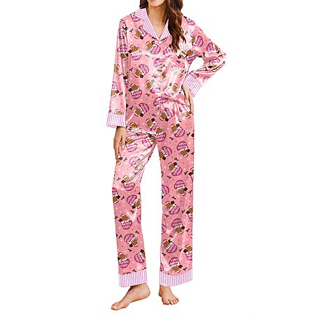Ekouaer Silk Pajamas Long Sleeve Satin Pajama Set