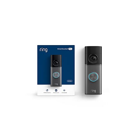 [Limited Deal]Ring Wired Doorbell 4K Pro (Newest Model), Retinal 4K with wide-angle video, 10x Enhanced Zoom, and Night Vision, Deep Silver