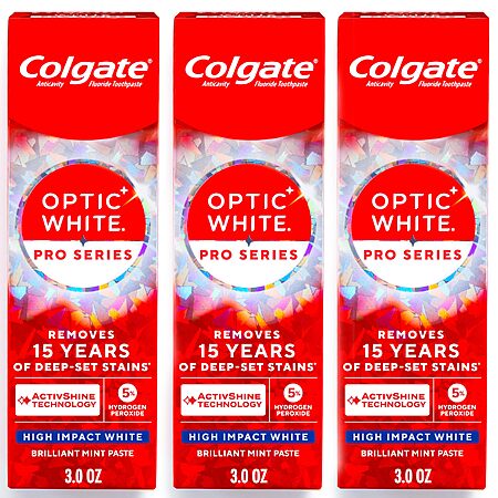 [S&S]Colgate Optic White Pro Series High Impact White Toothpaste, 3 Pack, 3.0 oz