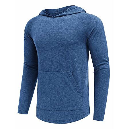 PINSPARK Men's Lightweight Workout Hoodie Sweatshirt, Navy, L
