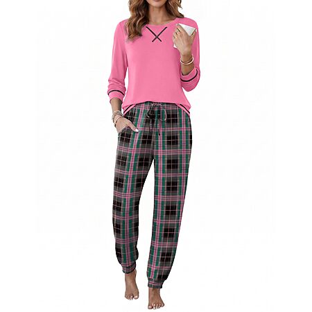 Ekouaer Pajamas for Women Set Long Sleeve Top and Jogger Pants Lounge Sets