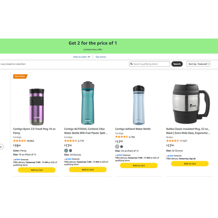 BOGO Free Contigo Water Bottles & Tumblers on Amazon