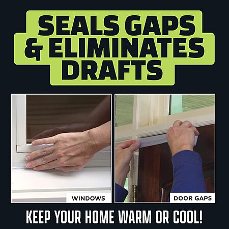 Alien Draft Seal Set of 49 Feet Anti-Draft Adhesive and Flexible Flap to Seal Gaps Around Doors and Windows As Seen On TV