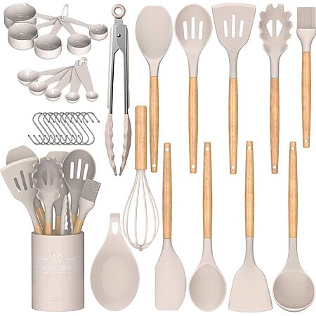 Umite Chef Kitchen Cooking Utensils Set, 33 pcs Non-Stick Silicone ...