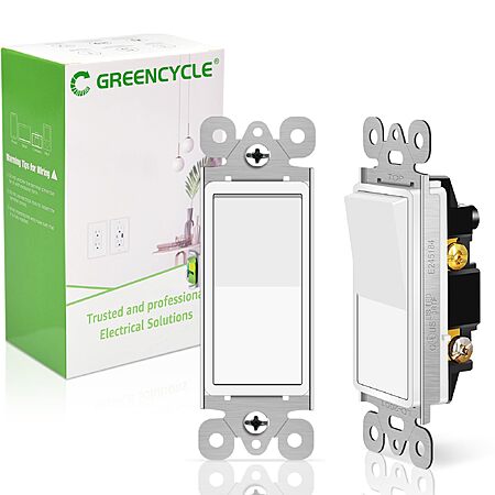Greencycle Single Pole Rocker Light Switch,Paddle Light Switch 15 Amp
