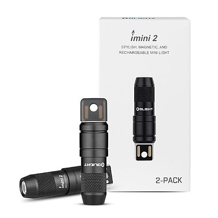 OLIGHT 2 Pack IMINI 2 Rechargeable EDC Keychain Flashlight Black