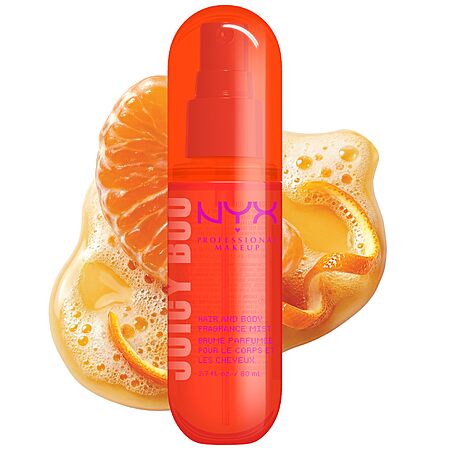 [S&S] NYX PROFESSIONAL MAKEUP Fat Oil Fragrance Mist Perfume in Juicy Boo, Citrus Scented Long Lasting Hair & Body Spray, Mango & Musk Notes, Vegan & Cruelty Free, 2.7 fl oz