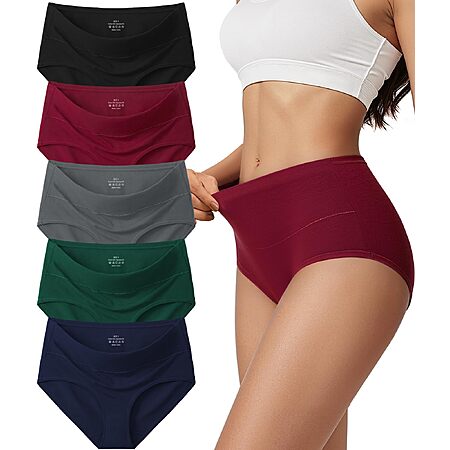 Vevmon Cotton Underwear for Women High Waisted Soft Ladies Panties 5 Pack