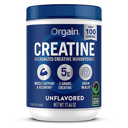 [S&S] Orgain 5g Creatine Monohydrate Micronized Powder, Unflavored, 100 Servings