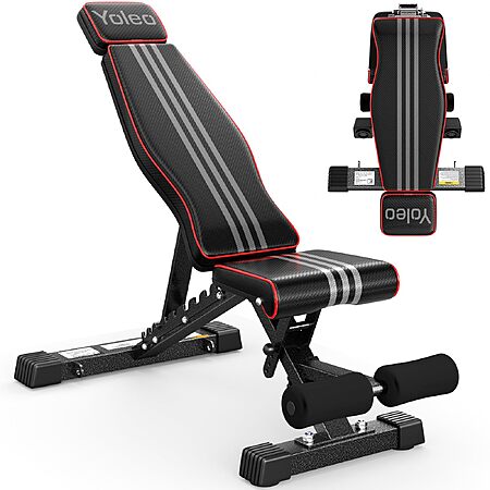 YOLEO Adjustable Foldable XL Weight Bench w/ 827-Lb Capacity $59.40 + Free S&H