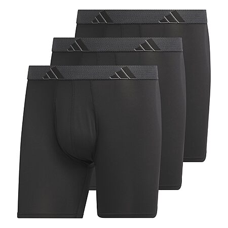 adidas Men's Microfiber Boxer Briefs (3-Pack) Performance Stretch Moisture-Wicking Underwear