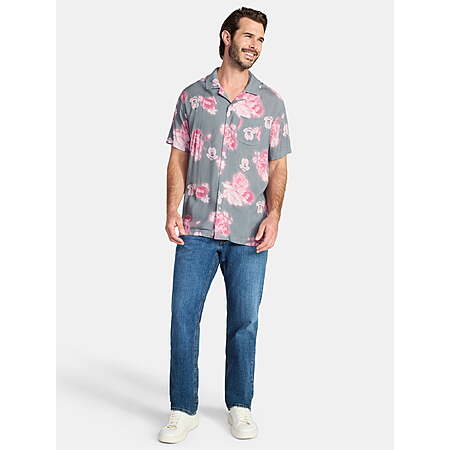 Disney Men's and Big Men's Mickey Mouse Graphic Button-Up Shirt, Sizes XS-3XL