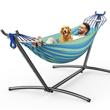 ANAGOO 2 Person Hammock with Stand, 500 lb Indoor Outdoor