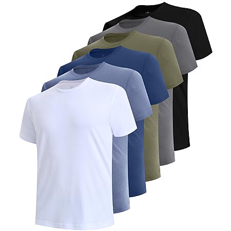 BAMBOO COOL Men's Undershirts Moisture Wicking Crewneck T Shirts 6 Pack