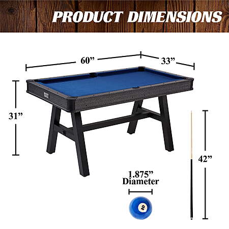 Barrington Billiards Harrison 5 ft Pool Table with 2 Cue Sticks & Complete Accessory Set, Blue