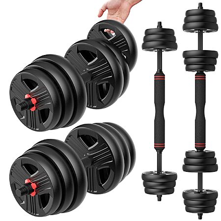 Adjustable Dumbbell, 40 lb Free Weight Set with Connector, 3-in-1 Dumbbells Set for Dumbbell, Barbell, Weight Plate Training, Home Gym Fitness Equipment for Men and Women