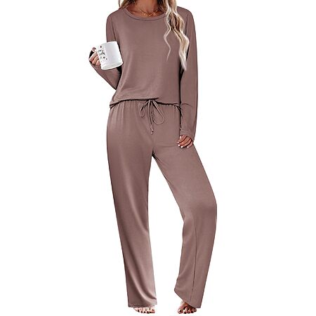 Ekouaer Pajamas for Women Set 2 Piece Pjs Lounge Set Long Sleeve Sleepwear