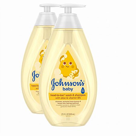 [S&S] Johnson's Baby Head-To-Toe Baby Wash&Shampoo + Aloe&Vitamin B5, 2-in-1 Bath Wash, 27.1 fl. Oz (Pack of 2)