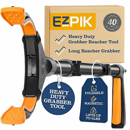 [Lightning Deal ] EZPIK Classic 40” Folding Grabber Reacher Tool with Dual Magnets, Heavy Duty Trash Picker Upper Grabber (Black)
