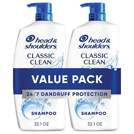 [S&S] Head & Shoulders Classic Clean Anti-Dandruff Shampoo Twin Pack, 32.1 fl oz Each, 72-Hour Dandruff Protection, Safe for Everyday Use on All Hair Types
