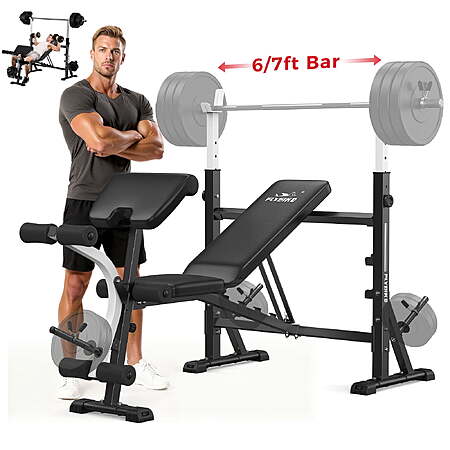 FLYBIRD Adjustable Weight Bench Set, 900lb Multi-Function Full Body Workout Weight Bench With Leg Extension for Home Gym