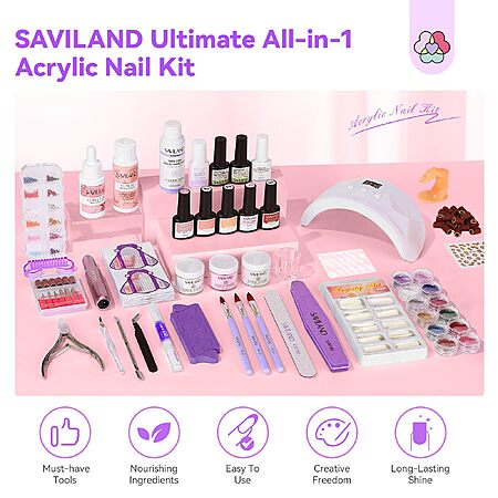 SAVILAND All-In-1 Acrylic Nail Kit with Drill & Nail Lamp