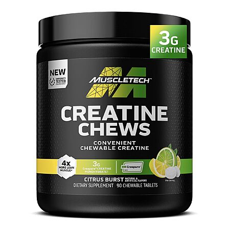 [S&S] MuscleTech Creatine Chews, Citrus Burst, 90 Chewable Tablets