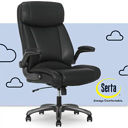 Serta - Big & Tall Office Chair with Lumbar Support High Back Ergonomic Office Chair with Flip-up Arms