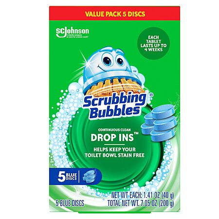 Prime- Scrubbing Bubbles Continuous Clean Toilet Tank Drop-Ins, 5 Count, (3-Pack)