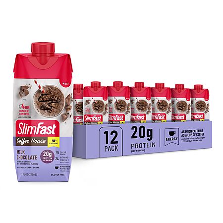 12-Pk. 11oz. SlimFast Coffee House Protein Shake (Milk Chocolate) $17.80 w/ S&S