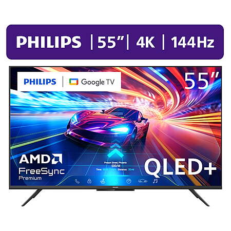 Philips 55" Class 144Hz QLED+ 4K UltraHD (2160p) Google + Gaming Smart TV (55PUG7675/F7) $248