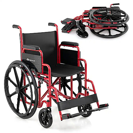 GOPLUS - Lightweight Folding Wheelchair for Adults with Swing-Away Footrest