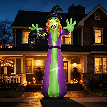 12' Yooson Halloween Giant Witch Inflatable w/ Built-In LEDs $30 + Free S&H